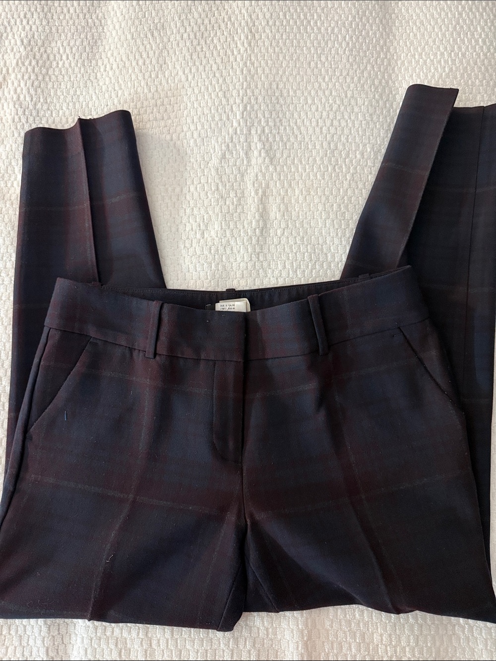 Ann Taylor Plaid Dress Trousers - Black with Dark Burgundy Windowpane
